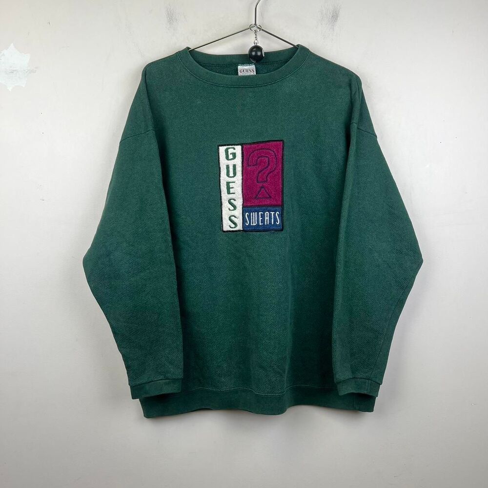 Vintage Guess Men's Embroidered Sweatshirt Size Large